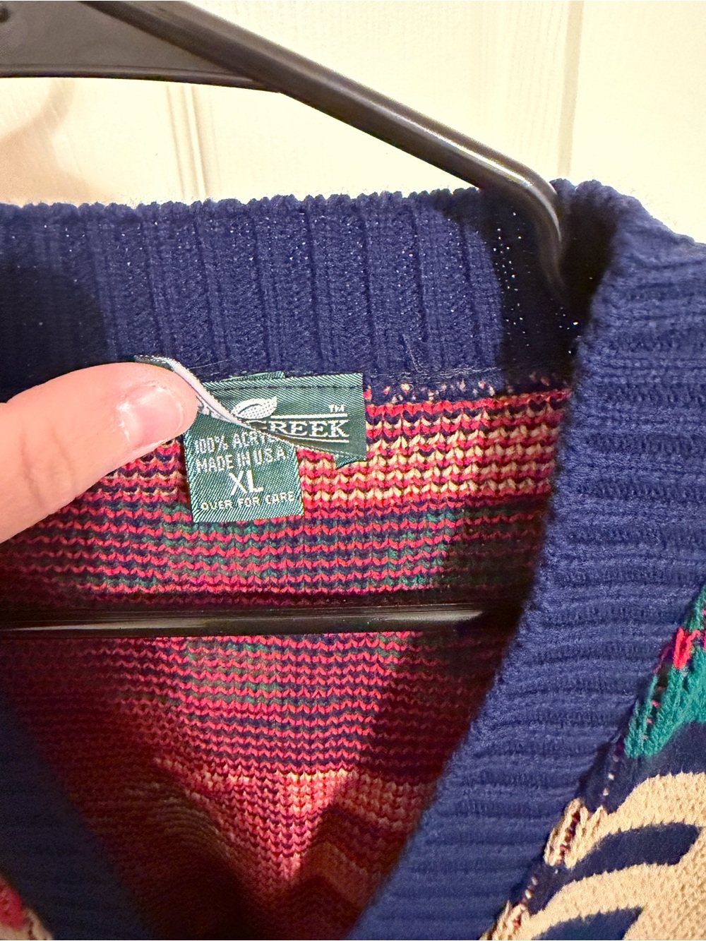 Vintage 1990s Cabin Creek heart patchwork knit cardigan sweater cabincore - Picture 3 of 4